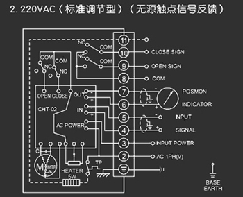 220VAC標(biāo)準(zhǔn)調(diào)節(jié)型<a href='http://www.tping.net/Product/diefa/diandongdiefa/' target='_blank'>電動(dòng)<a href='http://www.tping.net/Product/diefa/' target='_blank'>蝶閥</a></a>接線圖（