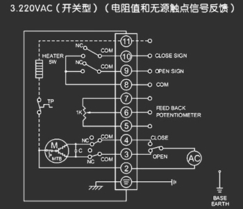 220VAC開(kāi)關(guān)型<a href='http://www.tping.net/Product/diefa/diandongdiefa/' target='_blank'>電動(dòng)<a href='http://www.tping.net/Product/diefa/' target='_blank'>蝶閥</a></a>接線圖